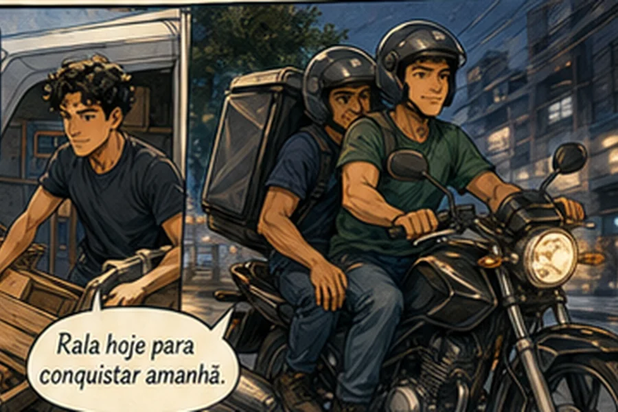 Os irmãos voltando do trabalho